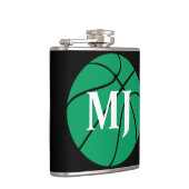 緑のバスケットボールプレイヤーのカスタムイニシャルまたは番号 フラスク (右)