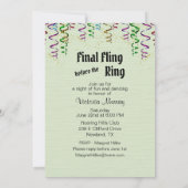 緑のバチェロレッテ招待状とRSVP情報 招待状 (裏面)