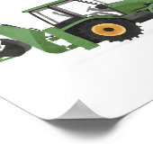 緑のバックホーローダー建設車両装飾 ポスター (角)