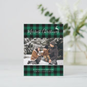 緑のバッファローの格子模様クリスマスフォト シーズンポストカード (スタンド正面)