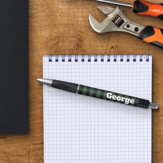 緑のバッファローはっきりしたチェック名（大） ボールペン