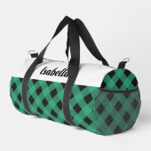 緑のバッファローチェックパターパーソナライズされたン ダッフルバッグ (右コーナー)