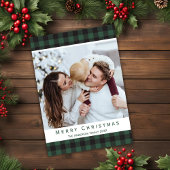 緑のバッファロープレイド素朴メリークリスマスフォト シーズンカード