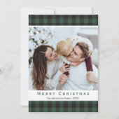 緑のバッファロープレイド素朴メリークリスマスフォト シーズンカード (正面)
