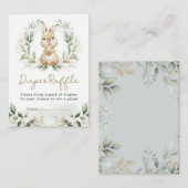 緑のバニーラビットおむつラッフルベビーシャワー エンクロージャーカード (正面/裏面)