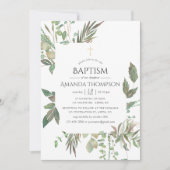 緑のバプテスマまたは《キリスト教》洗礼式や命名式 招待状 (正面)