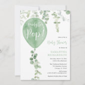緑のバポップ・アートのロモダンンの赤ちゃんシャワー準備 招待状 (正面)