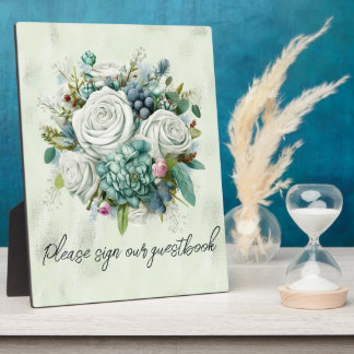 緑のバラお願いゲストブックに署名 フォトプラーク