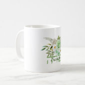 緑のバラとデイジー名(英語とヘブライ語) コーヒーマグカップ (正面左)