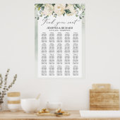 緑のバラの白い結婚バラのシーティングチャート ポスター (キッチン)