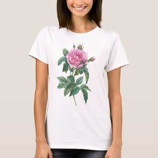 緑のバラの花離れ付 Tシャツ (正面)
