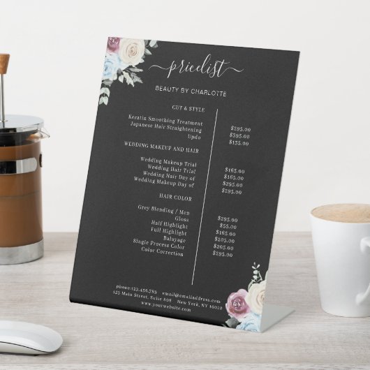 緑のバラサロン価格表ポスター 台座サイン (インサイチュ)