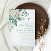 緑のバラ花バプテスマ 招待状