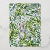 緑のバラ金ゴールドフォイル葉スシンプルの結婚 箔招待状 (裏面)