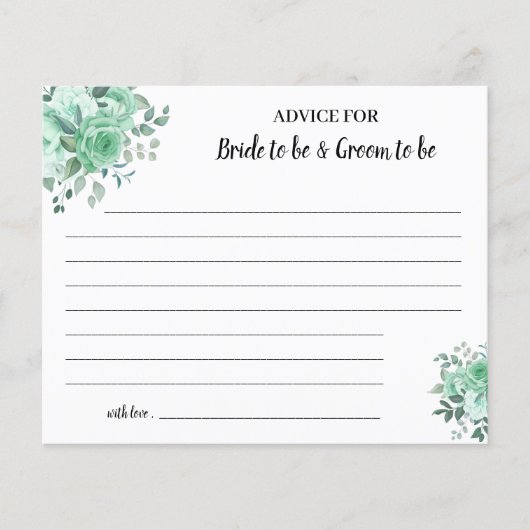 緑のバラ カップルへのアドバイス ブライダルシャワーのカード チラシ (正面)