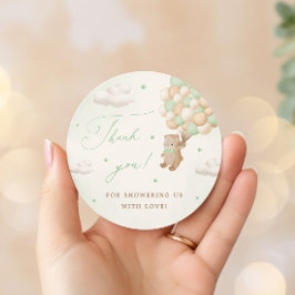 緑のバルーン付きテディベアありがとうございました ラウンドシール