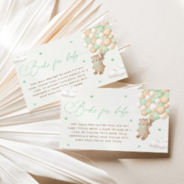 緑のバルーン付きテディベア予約リクエスト エンクロージャーカード