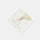 緑のバルーン付きテディベア赤ちゃんシャワー スタンダードカクテルナプキン (角)