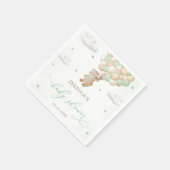 緑のバルーン付きテディベア赤ちゃんシャワー スタンダードカクテルナプキン (角)