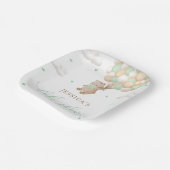 緑のバルーン付きテディベア赤ちゃんシャワー ペーパープレート (傾斜あり)