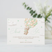 緑のバルーン付きテディベア カード (スタンド正面)