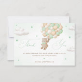 緑のバルーン付きテディベア カード (正面)