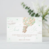 緑のバルーン付きテディベア カード (スタンド正面)