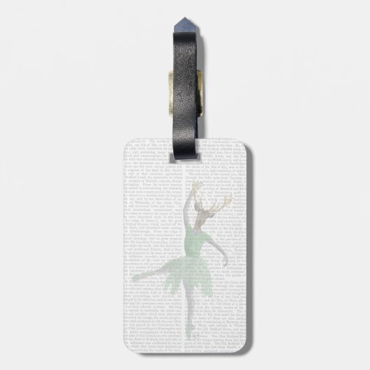 緑のバレエのシカ ラゲッジタグ (裏面縦)