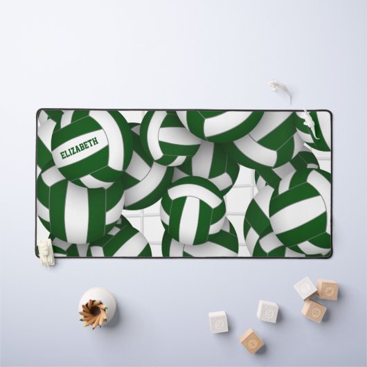 緑のバレーボールチームの色アスリート名 デスクマット (キッズテーブル)