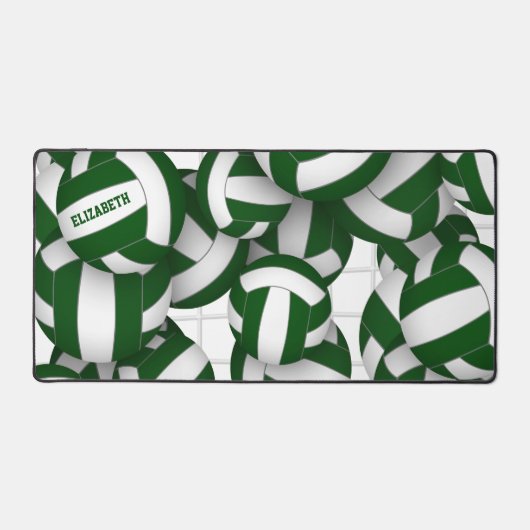 緑のバレーボールチームの色アスリート名 デスクマット (正面)