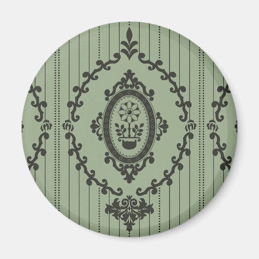 緑のバロック壁紙 マグネット (正面)