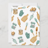 緑のバーカーが使うお菓子作りの道具のパターン 誕生日 招待状 (裏面)