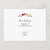 緑のバーガンディが私の花嫁になる インビテーションポストカード (裏面)