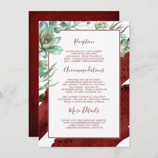 緑のバーガンディの情結婚報を吸い取る エンクロージャーカード (正面/裏面)