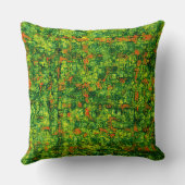 緑のバーチャルな木の樹皮、赤の小さな汚れ クッション (裏面)