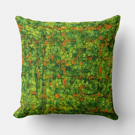 緑のバーチャルな木の樹皮、赤の小さな汚れ クッション (正面)
