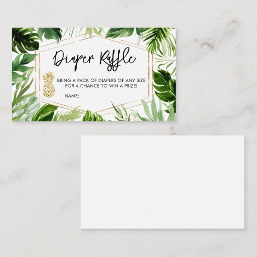 緑のパイナップルベビーシャワーおむつラッフル 名刺 (正面/裏面)