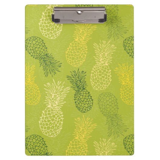 緑のパイナップル輪郭パターン クリップボード (正面)