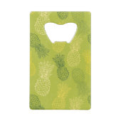 緑のパイナップル輪郭パターン クレジットカード栓抜き (裏面)