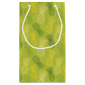緑のパイナップル輪郭パターン スモールペーパーバッグ (裏面)