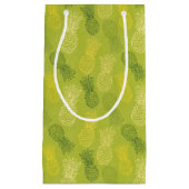 緑のパイナップル輪郭パターン スモールペーパーバッグ (正面)