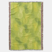 緑のパイナップル輪郭パターン スローブランケット (正面縦)