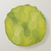 緑のパイナップル輪郭パターン ラウンドクッション (裏面)