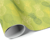 緑のパイナップル輪郭パターン ラッピングペーパー (ロールコーナー)