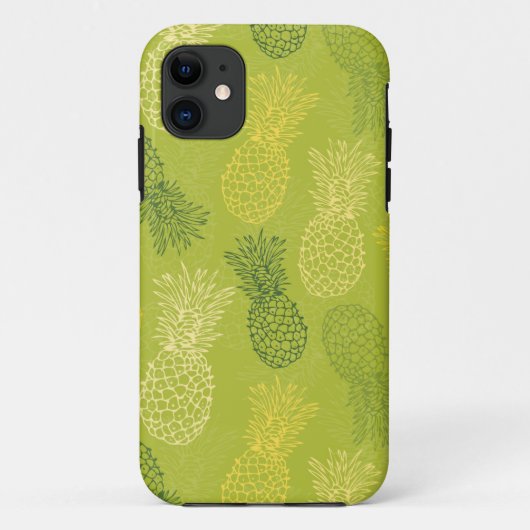 緑のパイナップル輪郭パターン Case-Mate iPhoneケース (裏面)