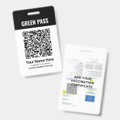 緑のパスワクチン接種証明書PVC黒 バッジ (正面＆裏面)