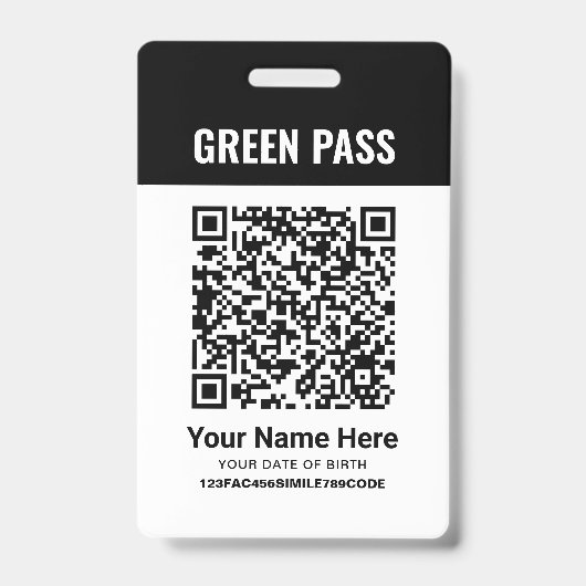 緑のパスワクチン接種証明書PVC黒 バッジ (正面)