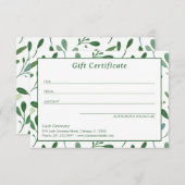 緑のパターンモダンギフト証明書 (正面/裏面)