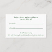 緑のパターンモダン 紹介カード (裏面)