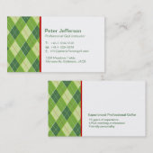 緑のパターン(の模様が)あるなゴルフインストラクターの名刺 名刺 (正面/裏面)